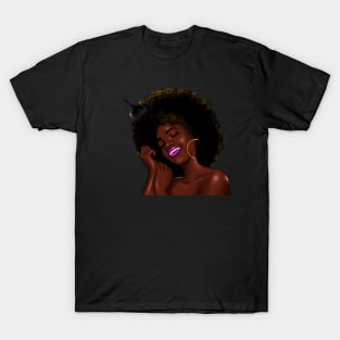 Afro Woman with Comb in her Hair, African Woman T-Shirt